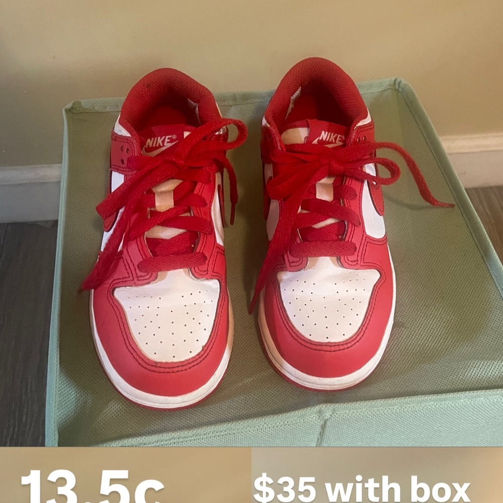 Nike Kids Red and White Dunks